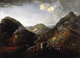 historic painting of the battle of Glen Shiel