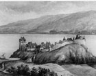 old Scottish print showing Urquhart Castle complete 
