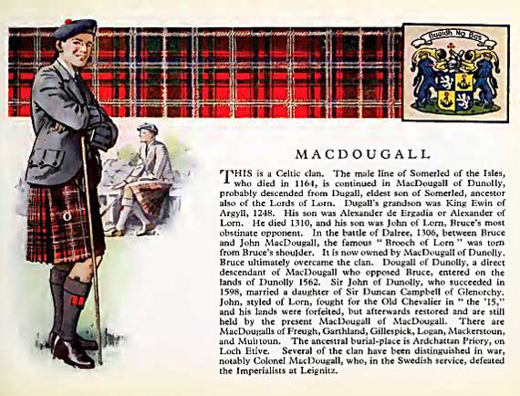 history,kilt, tartan and arms of clan MacDougall 