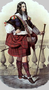 Robertson clansman dressed in Robertson tartans painted in the late 1800's