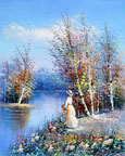 people painting by the loch