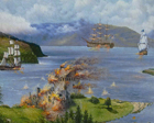 Scottish painting of the battle of eilean donan