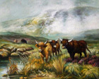 highland cows painting reproduction from a famous scottish artist