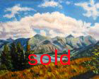 oil painting of the 5 sisters mountains